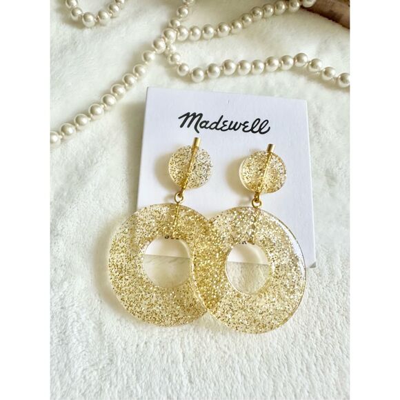 Madewell gold sparkle mod style dangle earrings with sterling silver post ￼ - Picture 1 of 3
